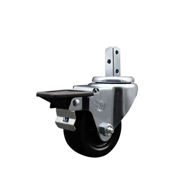 3'' Hard Rubber Wheel Swivel 7/8'' Square Stem Caster with Brake